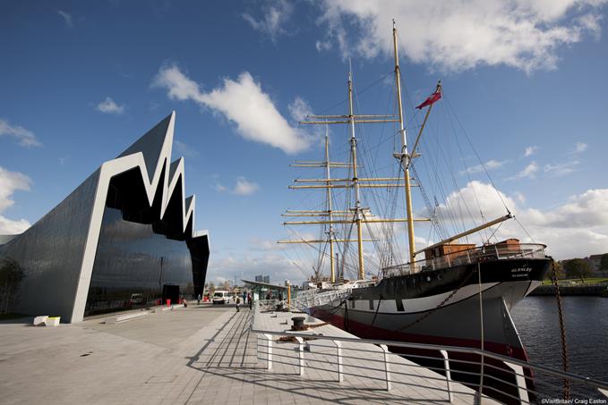  The Riverside Museum is a large modern building beside the water in Glasgow. Scotland