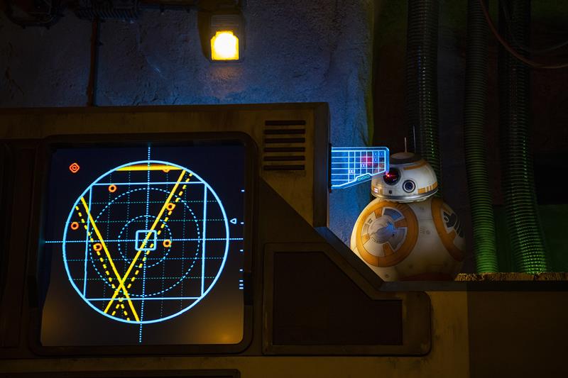 BB-8 greets guests inside the makeshift briefing room as part of Star Wars: Rise of the Resistance, the groundbreaking new attraction opening Dec. 5, 2019, inside Star Wars: Galaxy’s Edge at Disney’s Hollywood Studios in Florida and Jan. 17, 2020, at Disneyland Park in California that takes guests into a climactic battle between the Resistance and the First Order. (Matt Stroshane, photographer)
