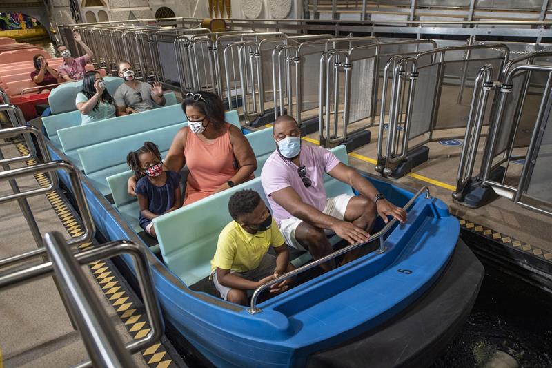 Guests will remain physically distanced while experiencing attractions at Walt Disney World Resort theme parks in Lake Buena Vista, Fla. These new boarding procedures are part of the new health and safety measures being implemented during the parks’ phased reopening beginning July 11, 2020. (Kent Phillips, photographer)